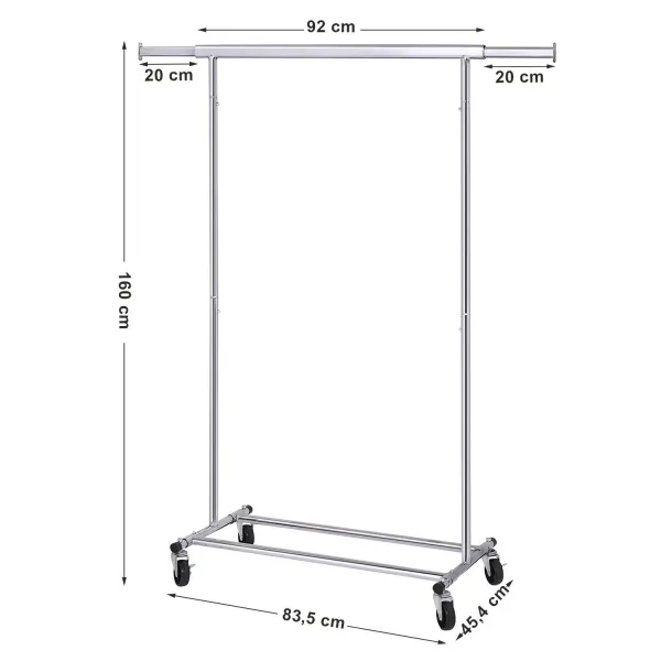 SONGMICS Stojan na šaty pojazdný chrómový 90Kg