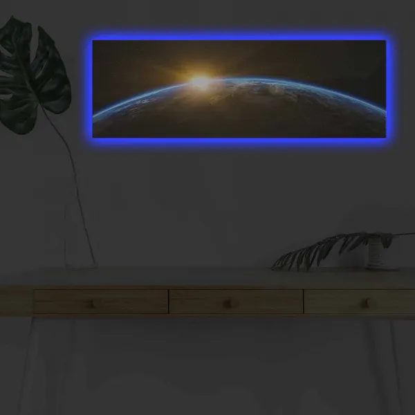 Hanah Home Obraz s LED osvetlením Zemegule 90x30 cm