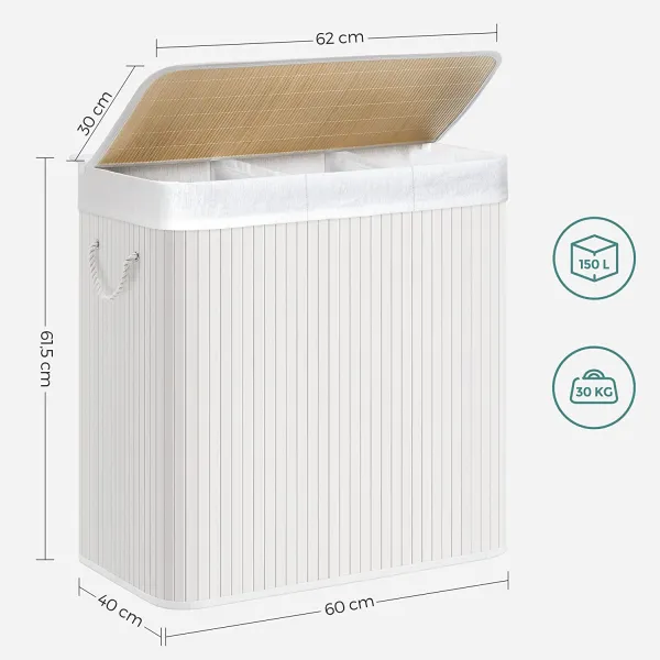 SONGMICS Kôš na bielizeň Lujas 150 l biely