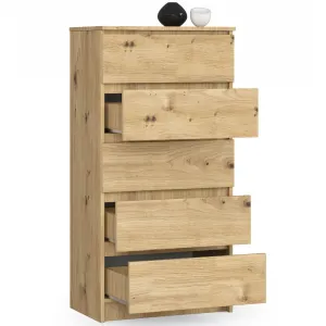 Ak furniture Komoda Kuba 60 cm - 5 zásuviek dub artisan
