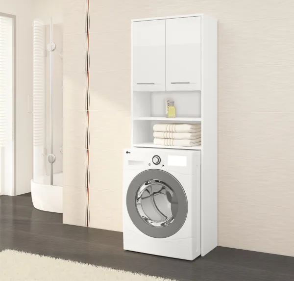 Ak furniture Kúpeľňová skrinka nad práčku Fín biela lesk