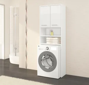 Ak furniture Kúpeľňová skrinka nad práčku Fín biela lesk