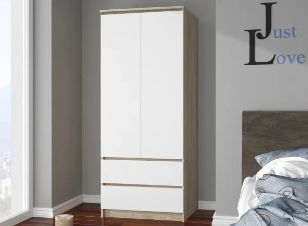 Ak furniture Šatníková skriňa Star 90 cm dub sonoma/biela