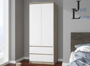 Ak furniture Šatníková skriňa Star 90 cm dub sonoma/biela