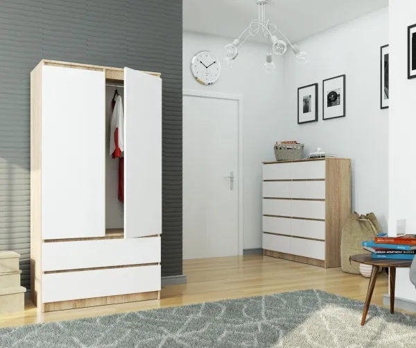 Ak furniture Šatníková skriňa Star 90 cm dub sonoma/biela