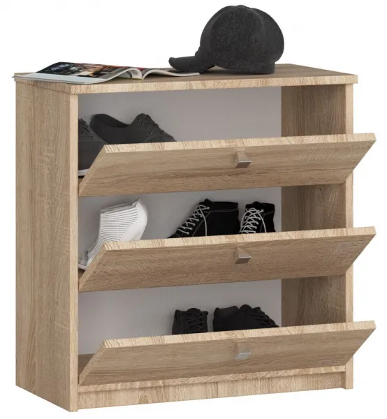 3 krídlový botník MINI 60 cm, dub sonoma