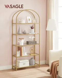 SONGMICS Sklenená knižnica Vasagle Montrie 183,5 cm zlatá