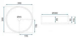 REA - Umývadlo na dosku Cristal Grey 39 nikl Ring REA-U8880