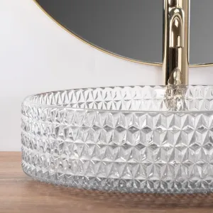REA - Umývadlo na dosku Cristal Transparent 39 Gold brush Ring REA-U8881