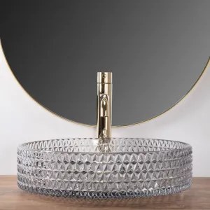REA - Umývadlo na dosku Cristal Grey 39 nikl Ring REA-U8880