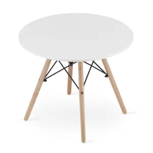 Wellhox Moderný škandinávsky konferenčný stolík, biela okrúhla doska, 60 cm