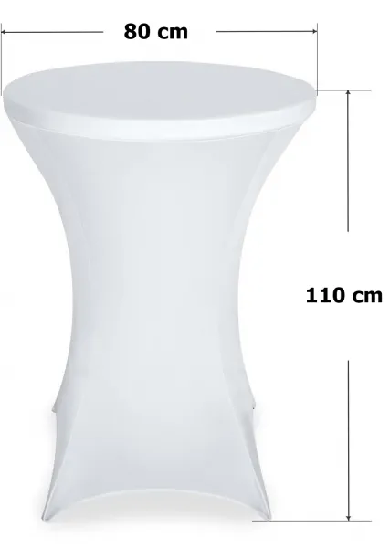 JAKS Elastický poťah na koktejlový stôl biely 80 cm