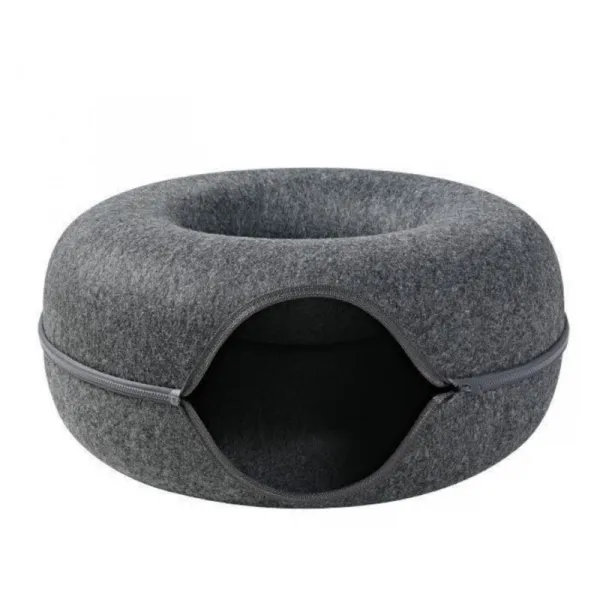 Mačací pelech Donut Tunnel Bed 50cm - grafitový