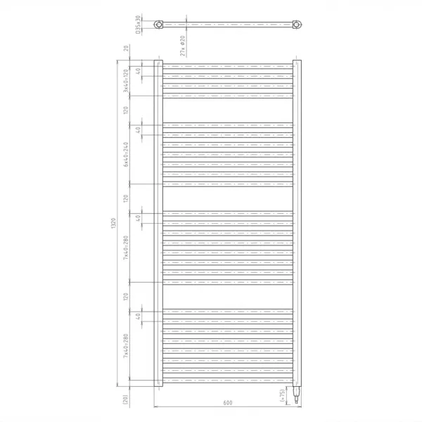 AQUALINE - DIRECT-E elektrické vykurovacie teleso, rovné, 600x1320 600 W, čierna ILE36TB