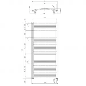AQUALINE - ORBIT-E elektrické vykurovacie teleso, oblé, 450x960 300 W, biela ILEO94T