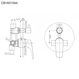 MEREO - Sprchová podomietková batéria s prepínačom, Eve, Mbox, kruhový kryt, chróm CBV60106A