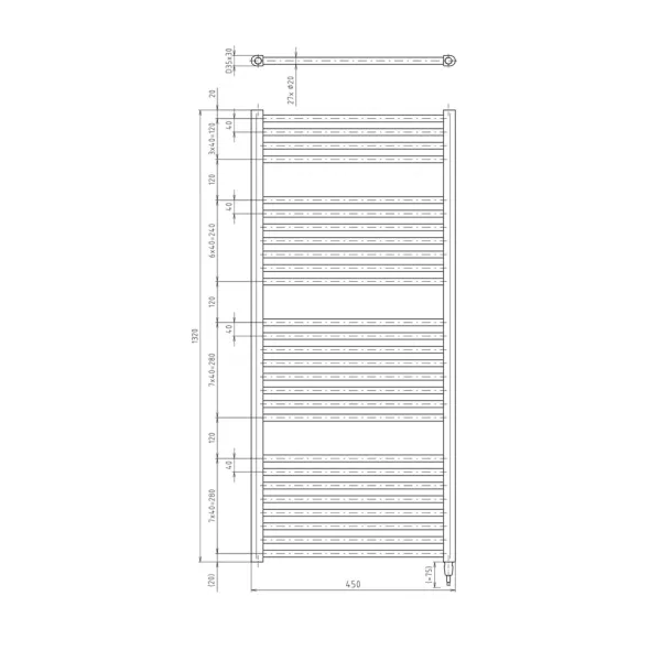 AQUALINE - DIRECT-E elektrické vykurovacie teleso, rovné, 450x1320 400 W, čierna ILE34TB