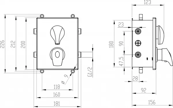 NOVASERVIS - Podomietková termostatická batéria s boxom 2 vývody BOX57052RT,0