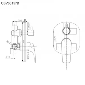 MEREO - Sprchová podomietková batéria s trojcestným prepínačom, Eve, Mbox, oválny kryt, chróm CBV60157B