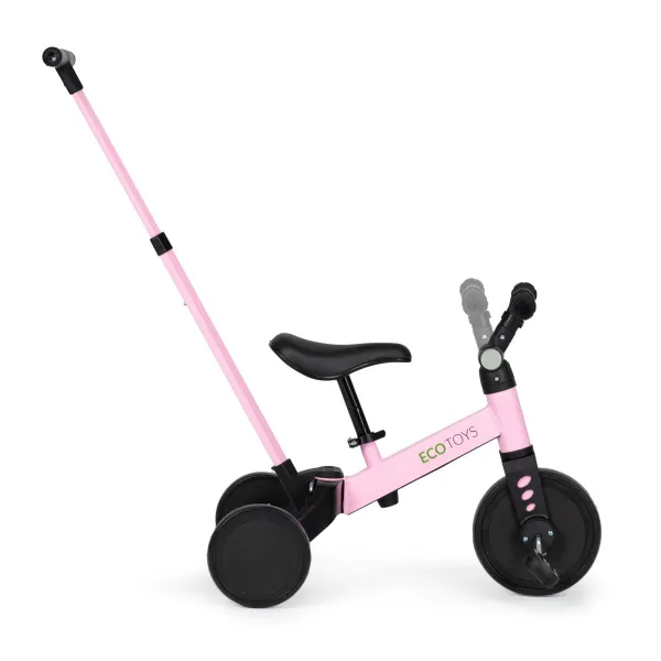 ECOTOYS Tříkolka/odrážedlo dětské 2v1 s vodící tyčí