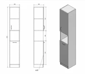 SIMPLEX ECO vysoká skrinka s košom 30x180x30cm SIME310