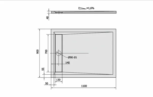 POLYSAN - VARESA sprchová vanička z liateho mramoru so záklopom, obdĺžnik 110x90cm 72938
