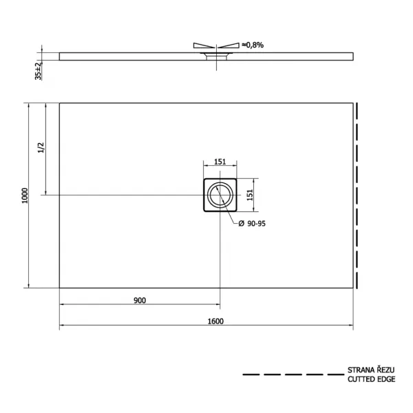 POLYSAN - FLEXIA sprchová vanička z liateho mramoru s možnosťou úpravy rozmeru 160x100cm 72920