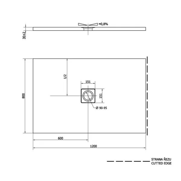 POLYSAN - FLEXIA sprchová vanička z liateho mramoru s možnosťou úpravy rozmeru 120x80cm 77922
