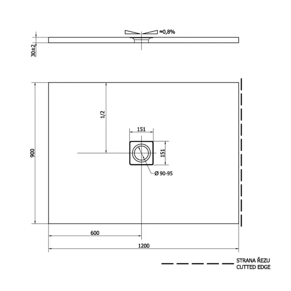 POLYSAN - FLEXIA sprchová vanička z liateho mramoru s možnosťou úpravy rozmeru 120x90cm 72895