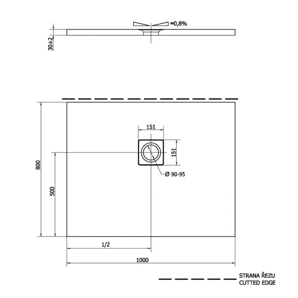 POLYSAN - FLEXIA sprchová vanička z liateho mramoru s možnosťou úpravy rozmeru 100x80cm 72926