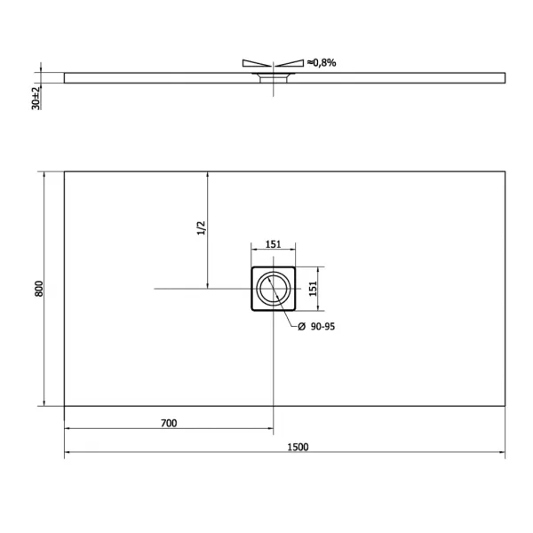 POLYSAN - FLEXIA sprchová vanička z liateho mramoru s možnosťou úpravy rozmeru 150x80cm 72901