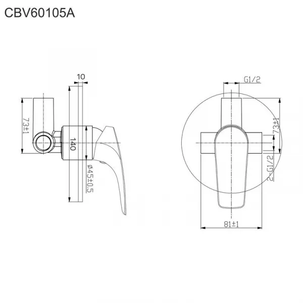 MEREO - Sprchová podomietková batéria bez prepínača, Eve, Mbox, gulatý kryt, chróm CBV60105A