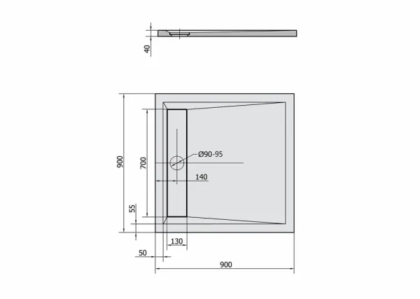 POLYSAN - ARENA sprchová vanička z liateho mramoru so záklopom, štvorec, 90x90cm 71601