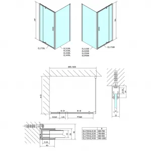 POLYSAN - EASY otočné sprchové dvere 880-1020, sklo BRICK EL1738