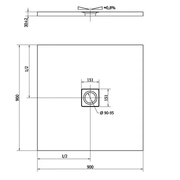 POLYSAN - FLEXIA sprchová vanička z liateho mramoru s možnosťou úpravy rozmeru 90x90cm 71546