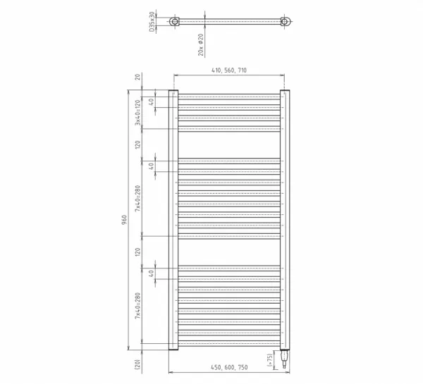 AQUALINE - DIRECT-E elektrické vykurovacie teleso, rovné, 450x960 300 W, čierna ILE94TB