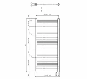 AQUALINE - DIRECT-E elektrické vykurovacie teleso, rovné, 450x960 300 W, čierna ILE94TB