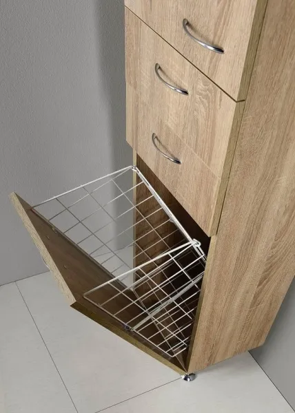 ZOJA / KERAMIA FRESH skrinka vysoká s košom 35x184x29cm, dub platin 51232