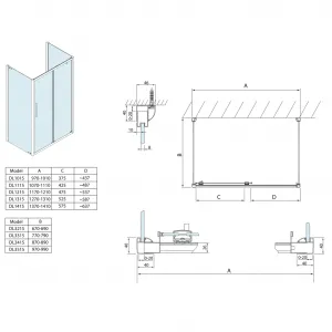 Lucis Line třístěnný sprchový kout 1000x800x800mm L/P varianta DL1015DL3315DL3315