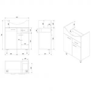 ZOJA umývadlová skrinka 61,5x74x32cm, 2x dvierka, 1x zásuvka, dub platina 51165