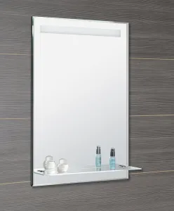 AQUALINE - Zrkadlo s LED osvetlením a policou 60x80cm, gombíkový vypínač ATH53