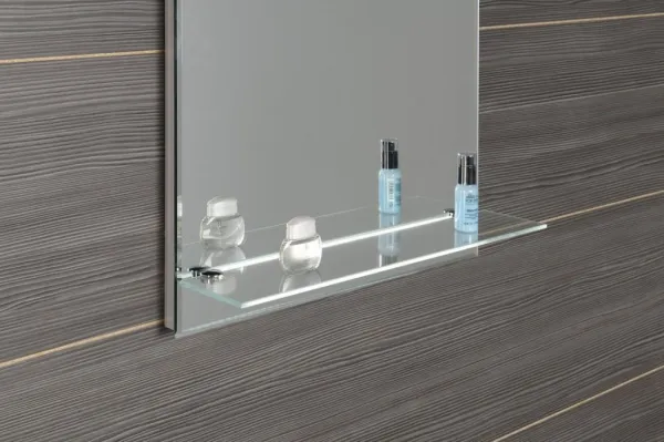 AQUALINE - Zrkadlo s LED osvetlením a policou 60x80cm, gombíkový vypínač ATH53