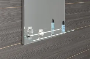 AQUALINE - Zrkadlo s LED osvetlením a policou 60x80cm, gombíkový vypínač ATH53