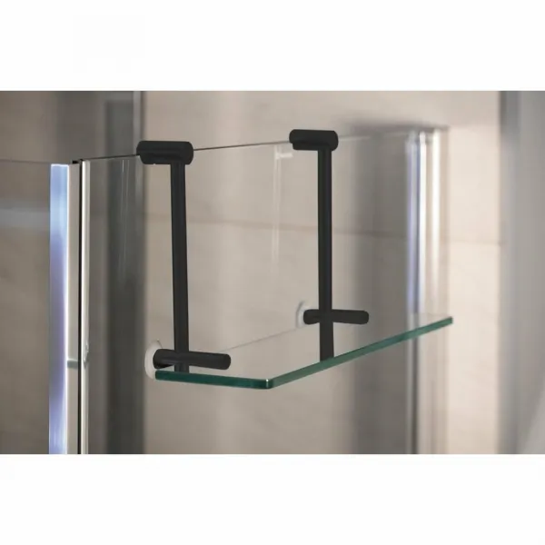 Závesná sklenená polička na sprchovú zástenu 400x180x125mm, čierna mat 1301-15B