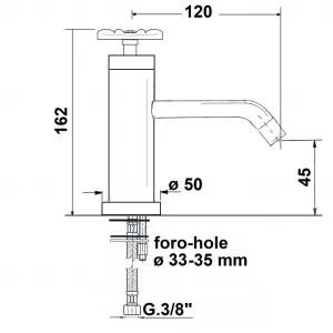INDUSTRY stojanková umývadlová batéria bez výpuste, výška 162 mm, nikel/čierna 5102TT8