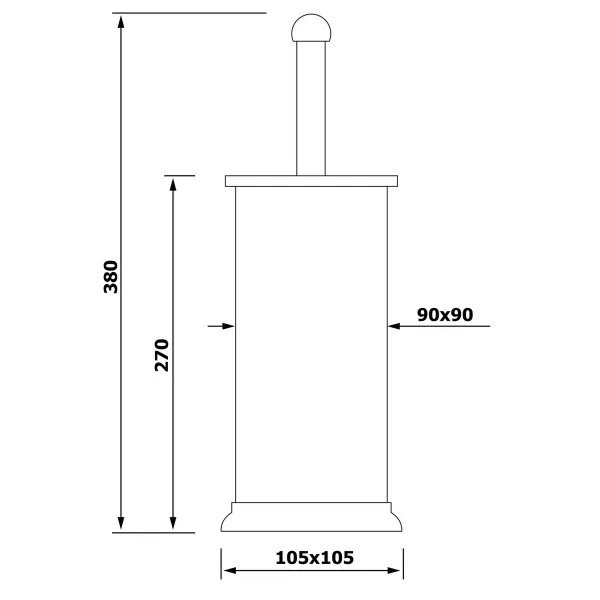 AQUALINE GA1210 Simple line WC štetka hranatá,brúsená nehrdzavejúca oceľ