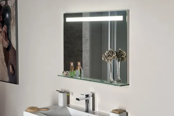SAPHO - BRETO zrkadlo  s LED osvetlením a policou 800x608 BT080