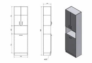 SIMPLEX ECO vysoká skrinka s košom 50x180x30cm SIME510