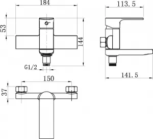 NOVASERVIS - Vaňová nástenná batéria bez sprchovej súpravy 150 mm 41022/1,0