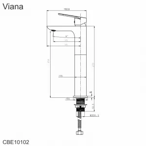 MEREO - Umývadlová stojanková vysoká batéria, Viana, bez výpuste, chróm CBE10102